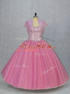 Sleeveless Lace Up Floor Length Beading Sweet 16 Dress
