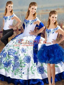 Sleeveless Lace Up Floor Length Embroidery Sweet 16 Dress