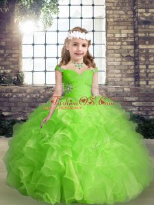 Floor Length Ball Gowns Sleeveless Pageant Gowns Lace Up