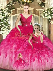 Hot Sale Floor Length Backless Sweet 16 Quinceanera Dress Multi-color for Sweet 16 and Quinceanera with Beading and Ruffles