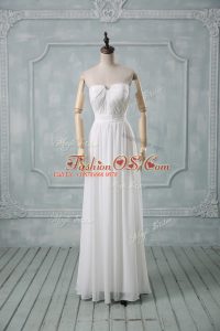 Top Selling Sleeveless Zipper Floor Length Ruching Evening Dress