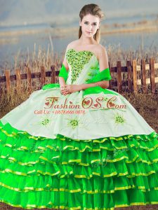 Comfortable Ball Gowns Quinceanera Gown Green Sweetheart Organza Sleeveless Floor Length Lace Up