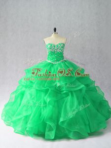 Super Sleeveless Beading and Ruffles Lace Up Quince Ball Gowns