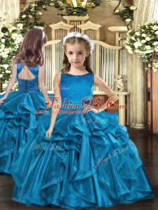 Scoop Sleeveless Organza Kids Pageant Dress Ruffles Lace Up