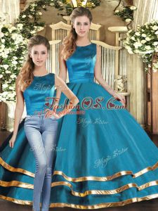 Pretty Sleeveless Ruffled Layers Lace Up Quinceanera Dress