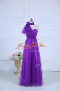 Spectacular Eggplant Purple Sleeveless Tulle Zipper Bridesmaid Gown for Wedding Party