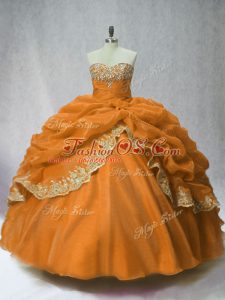 Smart Brown Sweetheart Lace Up Beading and Appliques and Pick Ups Vestidos de Quinceanera Sleeveless