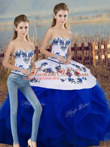 Dramatic Royal Blue Sleeveless Tulle Lace Up Sweet 16 Dresses for Military Ball and Sweet 16 and Quinceanera