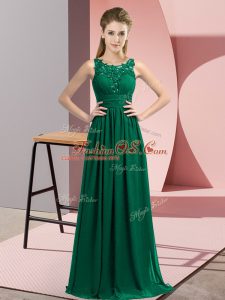 Perfect Peacock Green Dama Dress for Quinceanera Wedding Party with Beading and Appliques Scoop Sleeveless Zipper