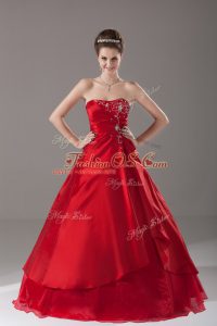 Beauteous Sleeveless Beading Lace Up Ball Gown Prom Dress