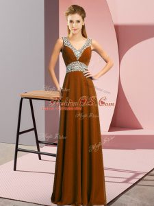Sleeveless Lace Up Floor Length Beading Prom Evening Gown