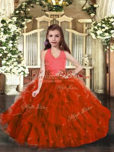 Sleeveless Ruffles Lace Up Little Girl Pageant Dress