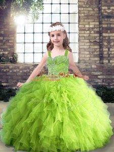 Pageant Dress Party and Wedding Party with Beading and Ruffles Straps Sleeveless Lace Up