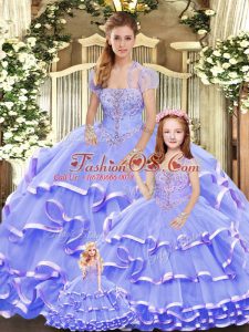 On Sale Sleeveless Lace Up Floor Length Beading and Ruffled Layers Quinceanera Dresses