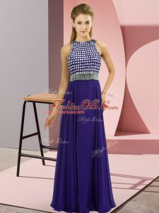 Ideal Scoop Sleeveless Side Zipper Homecoming Party Dress Purple Chiffon