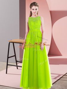 Dynamic Yellow Green Prom Dress Prom and Party with Beading Scoop Sleeveless Side Zipper