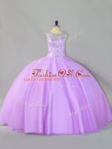 Lavender Sleeveless Floor Length Sequins Zipper Ball Gown Prom Dress