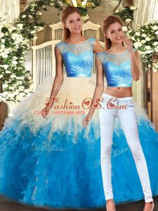 High Class Floor Length Backless Sweet 16 Dresses Multi-color for Military Ball and Sweet 16 and Quinceanera with Lace and Ruffles