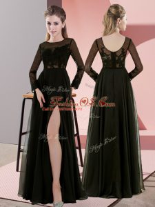 Floor Length Olive Green Vestidos de Damas Scoop Long Sleeves Zipper