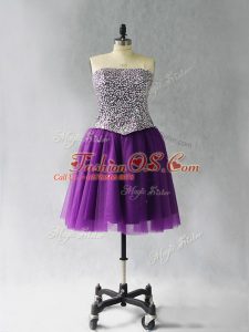 Custom Designed Sleeveless Lace Up Mini Length Beading Prom Evening Gown