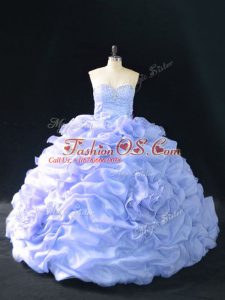 Lavender Sweetheart Neckline Embroidery and Pick Ups and Hand Made Flower Quinceanera Gowns Sleeveless Lace Up
