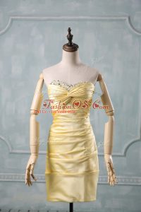 Mini Length Yellow Prom Party Dress Sweetheart Sleeveless Side Zipper