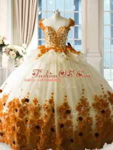 Popular Brown Ball Gowns Hand Made Flower Ball Gown Prom Dress Zipper Tulle
