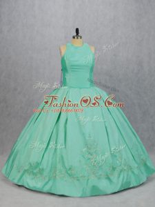 Sexy Scoop Sleeveless Satin Quinceanera Dresses Embroidery Zipper