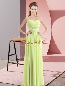 Fashionable Yellow Green Sleeveless Chiffon Zipper Military Ball Dresses for Prom and Party