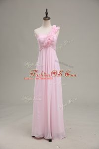 Fantastic Floor Length Empire Sleeveless Baby Pink Prom Evening Gown Zipper