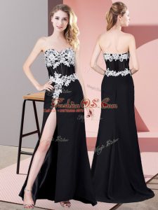 Amazing Chiffon Sleeveless Floor Length Prom Dress and Lace and Appliques