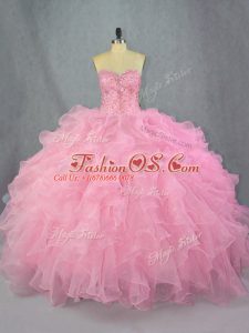 Extravagant Organza Sleeveless Floor Length Sweet 16 Quinceanera Dress and Beading and Ruffles