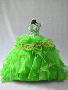 High Quality Ball Gowns Ball Gown Prom Dress Scoop Organza Sleeveless Floor Length Lace Up