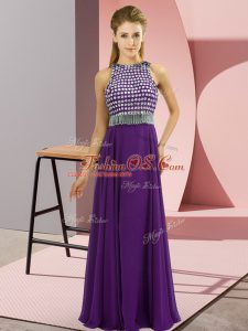 Vintage Scoop Sleeveless Side Zipper Homecoming Dresses Purple Chiffon
