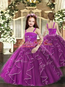 Exquisite Sleeveless Lace Up Floor Length Ruffles Little Girls Pageant Dress Wholesale