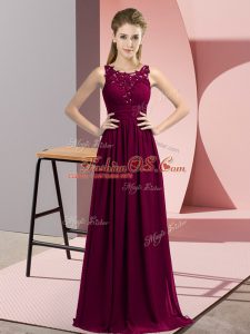 Enchanting Chiffon Sleeveless Floor Length Quinceanera Court Dresses and Beading and Appliques