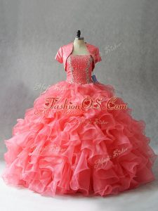 Strapless Sleeveless Organza and Tulle Sweet 16 Dresses Beading Lace Up