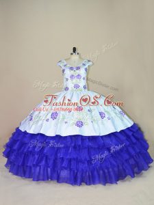 Cap Sleeves Embroidery and Ruffled Layers Lace Up 15 Quinceanera Dress