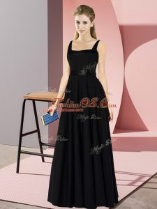 Best Selling Floor Length Black Damas Dress Square Sleeveless Zipper