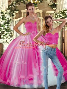 Floor Length Ball Gowns Sleeveless Fuchsia Sweet 16 Dress Lace Up