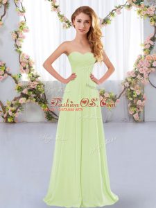High Quality Yellow Green Dama Dress for Quinceanera Wedding Party with Ruching Sweetheart Sleeveless Lace Up