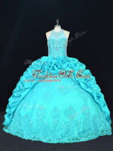 Glorious Sleeveless Lace Up Floor Length Beading and Appliques and Embroidery and Pick Ups 15th Birthday Dress