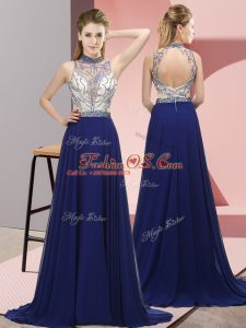 On Sale Royal Blue Sleeveless Beading Backless