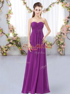 Chiffon Sleeveless Floor Length Dama Dress for Quinceanera and Ruching