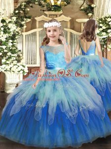Sleeveless Lace and Ruffles Backless Little Girl Pageant Gowns