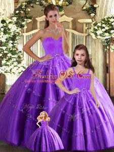 Sumptuous Eggplant Purple Lace Up Quinceanera Gowns Beading Sleeveless Floor Length