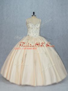 Sleeveless Beading Lace Up Ball Gown Prom Dress