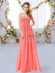 Watermelon Red Sleeveless Chiffon Zipper Wedding Guest Dresses for Wedding Party