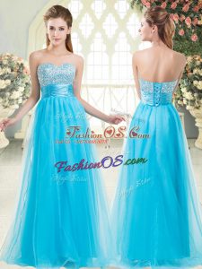 Sweetheart Sleeveless Tulle Beading Lace Up
