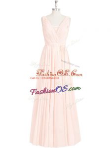 Pretty Pink Prom and Party with Lace V-neck Sleeveless Zipper